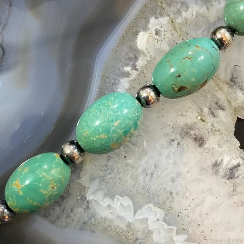Carolyn Pollack Sterling Egg Shape Green Turquoise Link Bracelet For Women